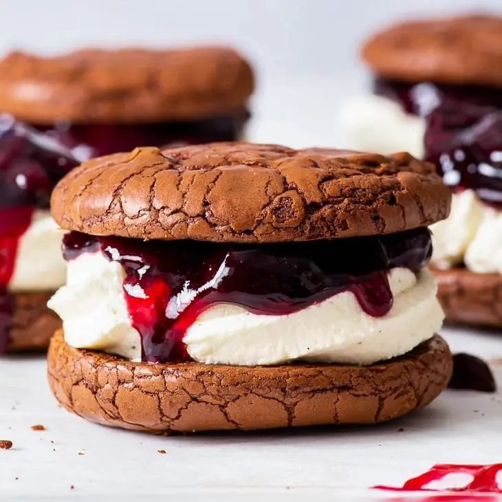 Chocolate Cherry Cream Sandwich Cookies