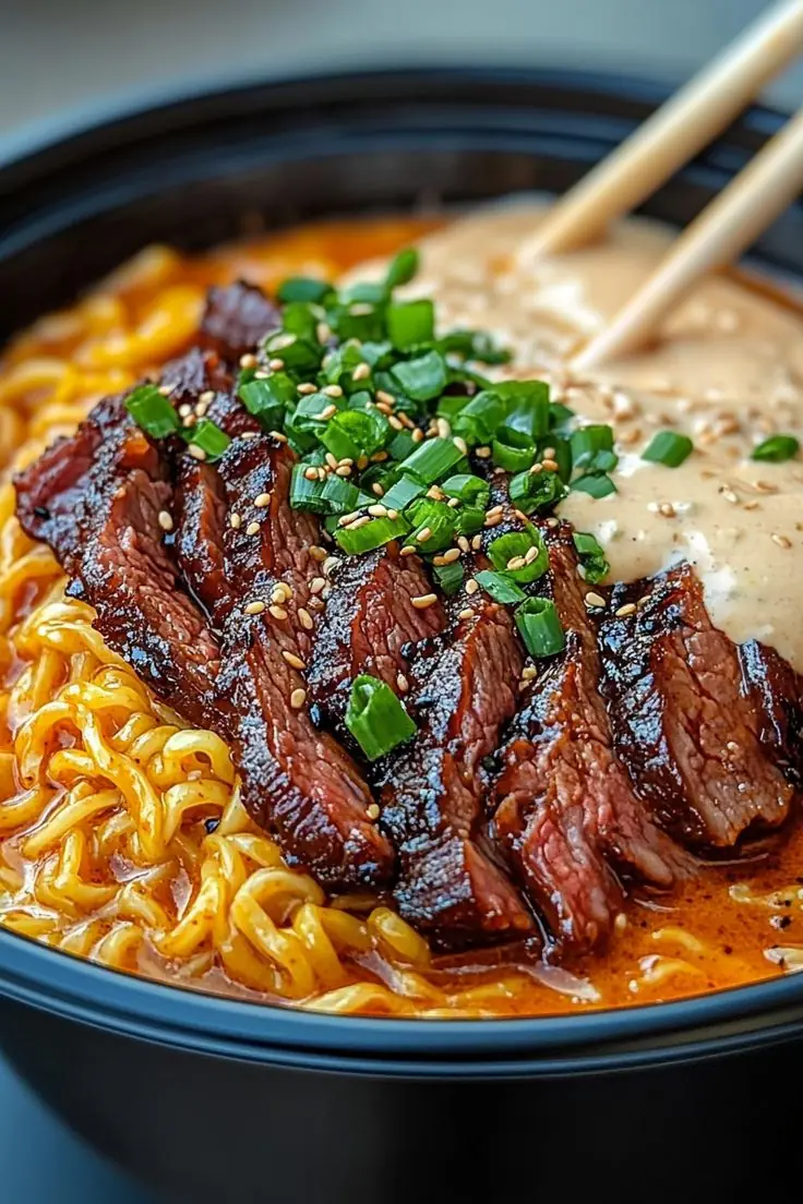 🍜 Spicy Beef Ramen with Creamy Sesame Sauce