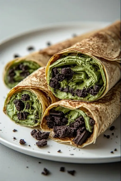 🍵 Matcha Oreo Crepe Rolls (Soft Cream Dessert)