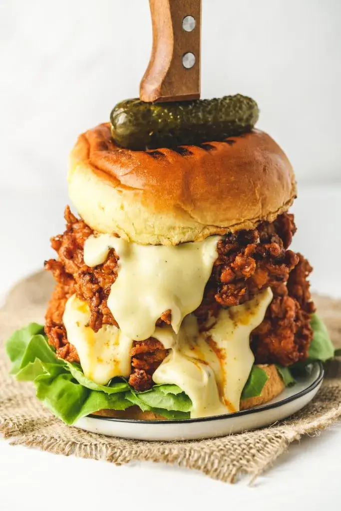 Nashville Hot Chicken LAVA Burger – Crispy Spicy Chicken with a Molten Cheese Eruption