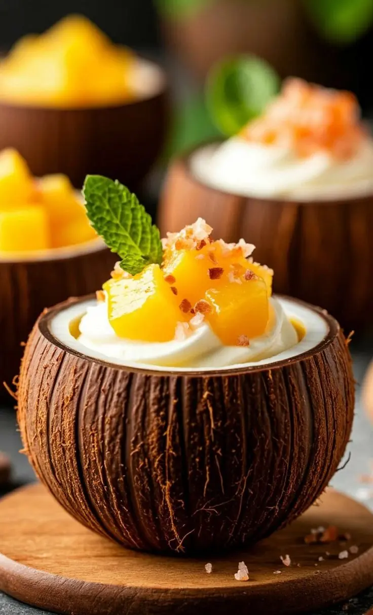 🥥 Coconut Mango Dessert Cups (Tropical Coconut Pudding)