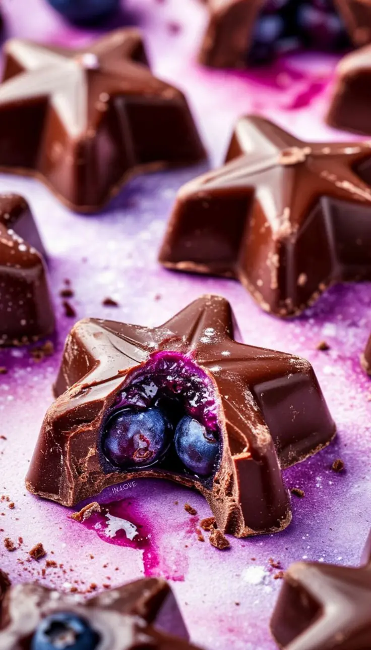🍫 Blueberry Chocolate Bonbons (Star-Shaped Filled Chocolates)