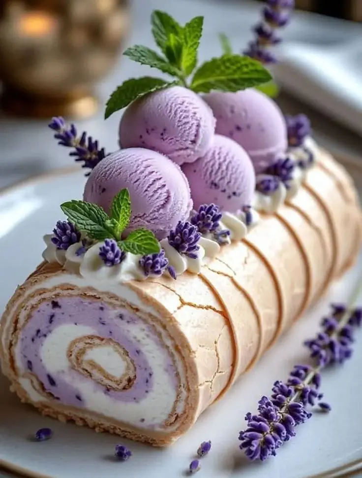💜🍰 Lavender Swiss Roll Cake