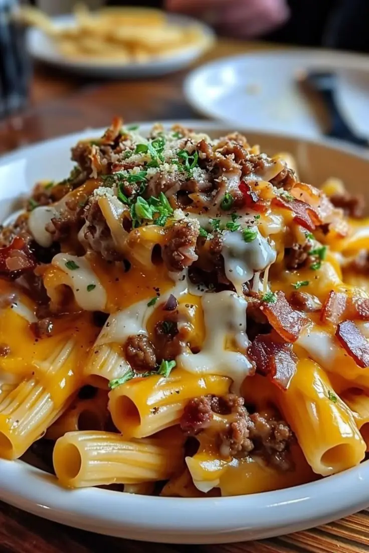 🧀 Loaded Cheesy Beef & Bacon Pasta