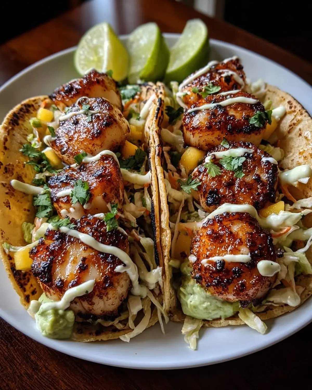 Chili-Lime Scallop Tacos – Shattered-Char Scallops with a High-Gloss Crimson Mirror