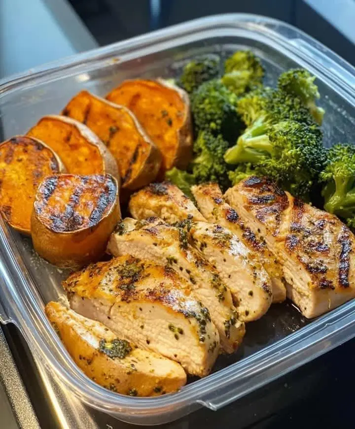 🍗 Grilled Chicken with Roasted Sweet Potato & Veggies (Healthy & Balanced)