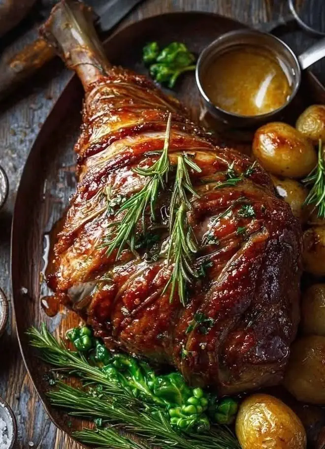 🍖 Garlic Rosemary Roasted Lamb Leg (Juicy, Tender & Rich)
