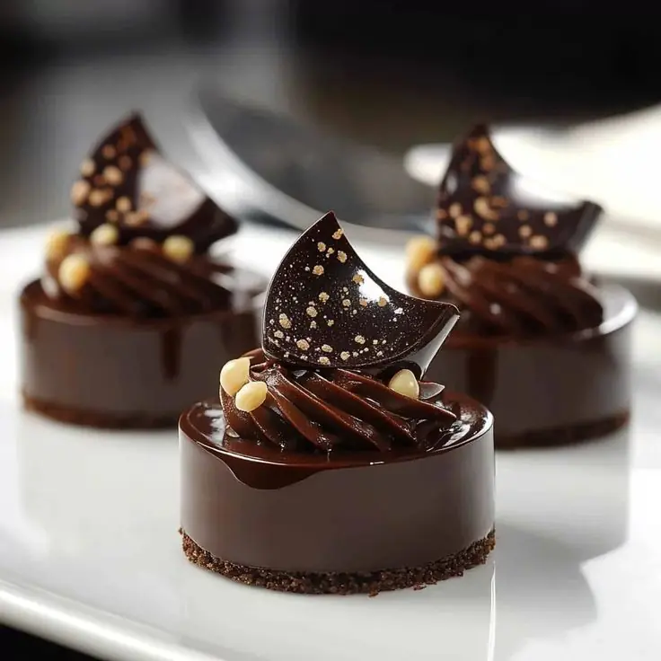 🍫 Chocolate Hazelnut Mirror Glaze Mini Tart (Luxury Pastry Level)
