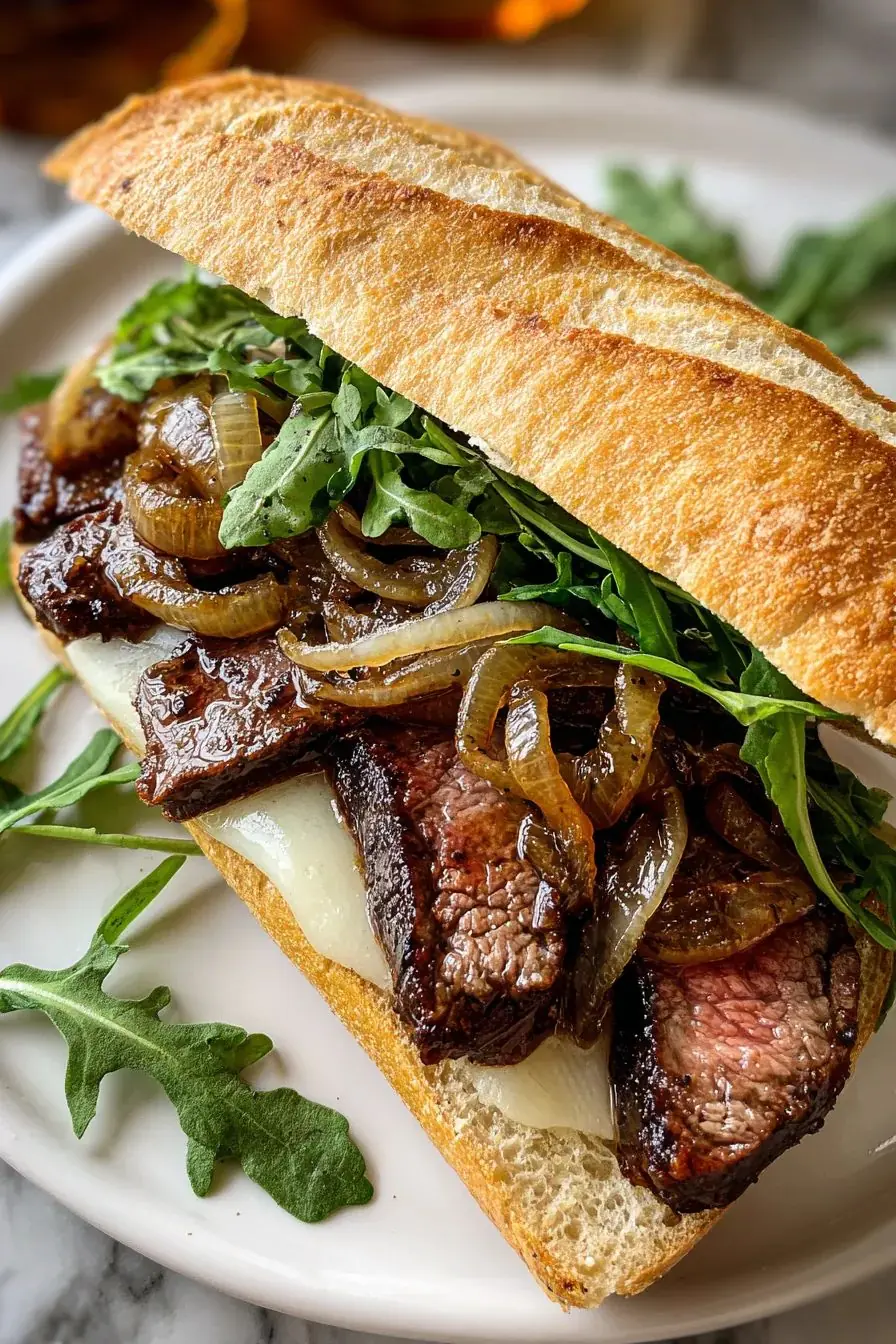 🥪 Steak Sandwich with Caramelized Onions & Melted Cheese