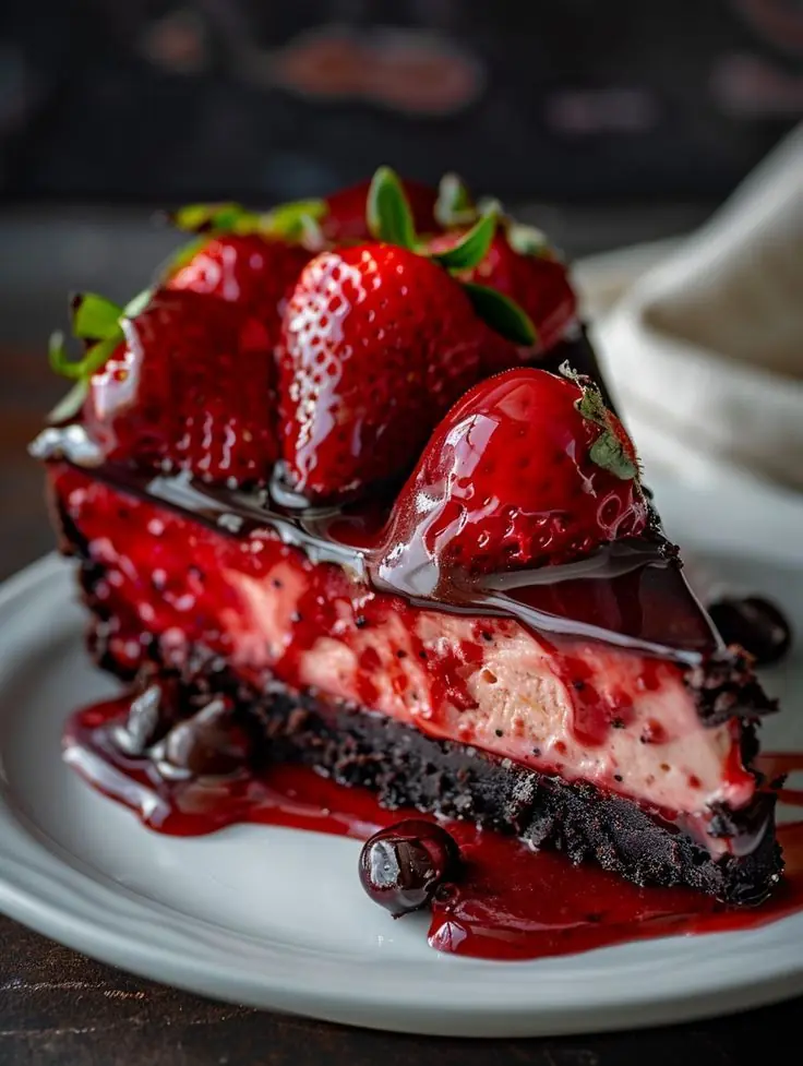 🍓 Chocolate Strawberry Cheesecake (Rich & Bakery Style)