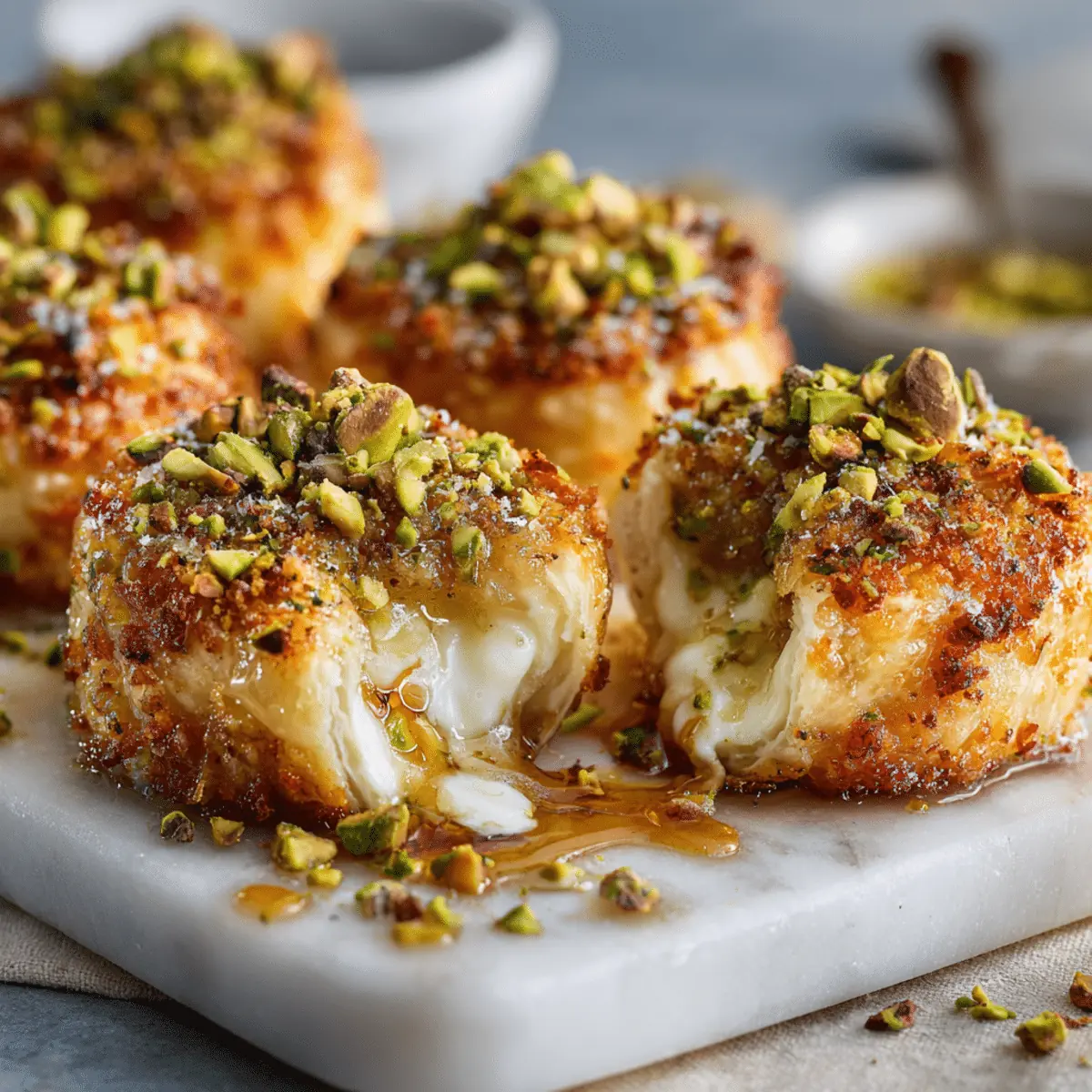 Pistachio-Crusted Brie – Shattered-Emerald Crust with a High-Gloss Ruby Mirror