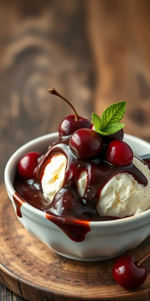 🍨🍒 Vanilla Ice Cream with Chocolate Sauce & Cherries (Classic Dessert Upgrade)