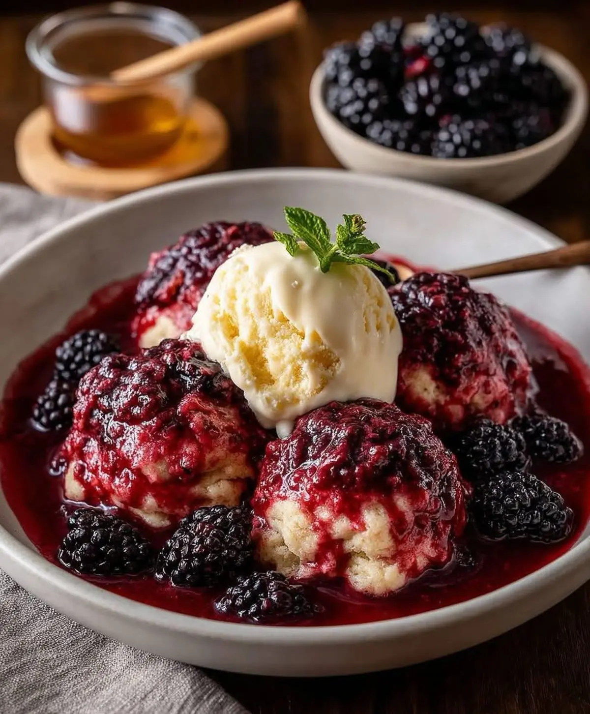 Blackberry Dumplings β Snow-White Silk with a High-Gloss Ruby Mirror