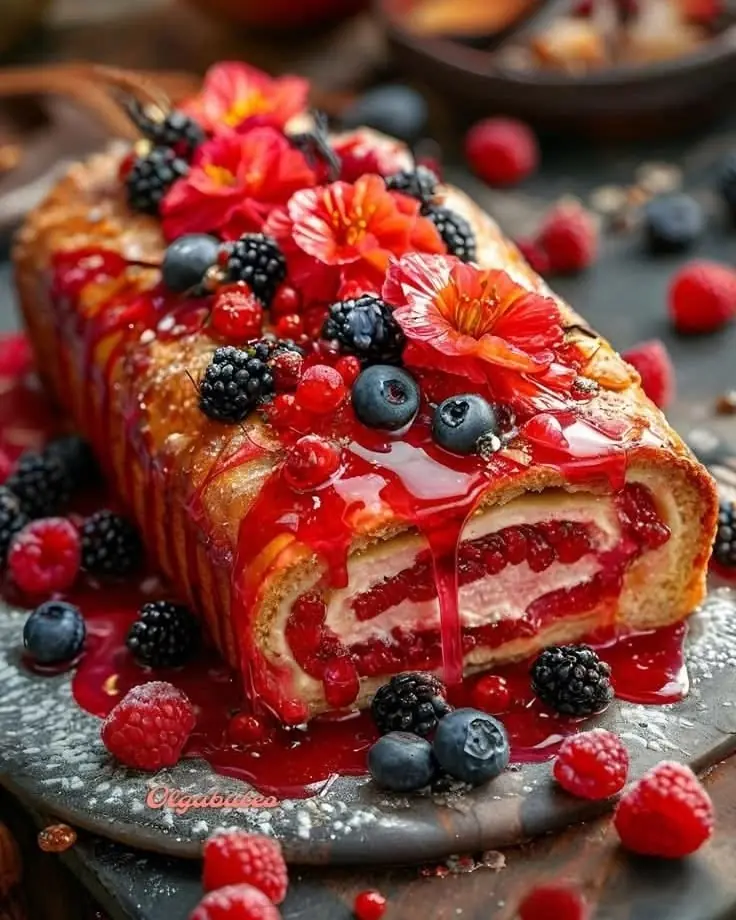 π Berry Cream Swiss Roll (Soft, Fruity & Elegant)