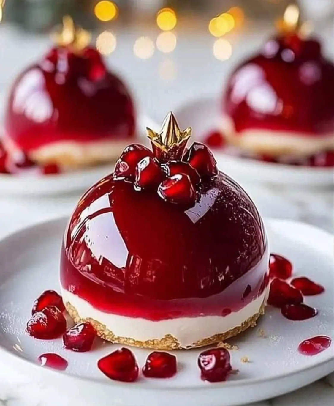 β€οΈ Pomegranate Cheesecake Mirror Dome (Elegant & Refreshing Dessert)