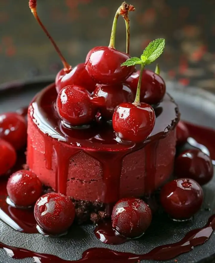 Cherry Chocolate Mousse Cake with Glossy Cherry Glaze (Elegant, Restaurant-Level Dessert)