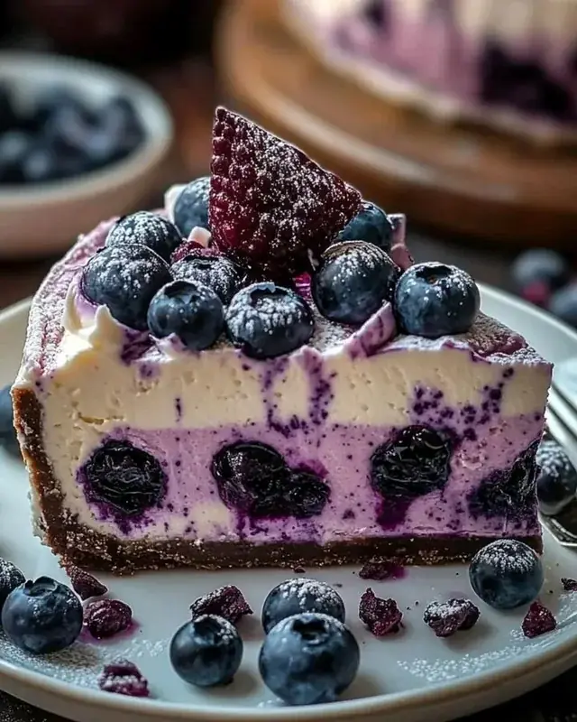 White Chocolate Blueberry Cheesecake – Snow-White Silk with a High-Gloss Amber Mirror