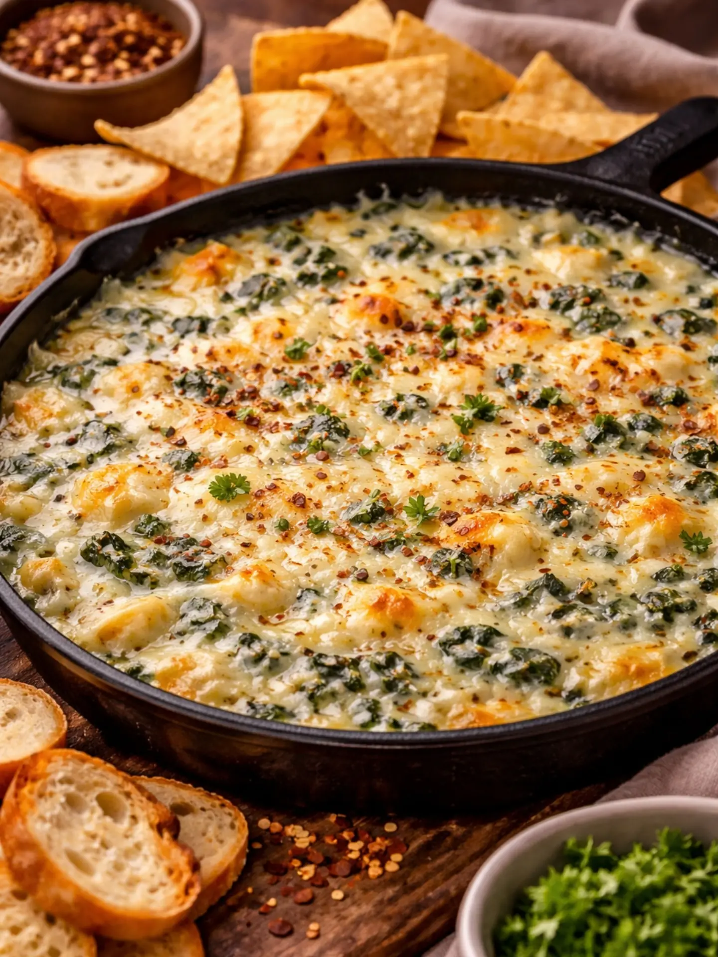 Roasted Garlic & Herb Dip – Snow-White Silk with a High-Gloss Amber Mirror