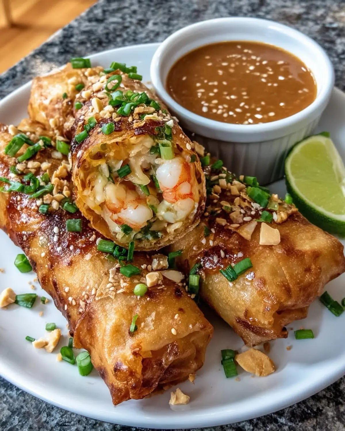 Crispy Rice Paper Shrimp Rolls – Shattered-Glass Crust with a High-Gloss Amber Mirror