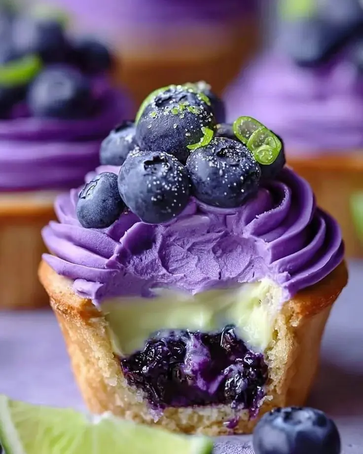 Blueberry Cream Cheese Filled Cupcakes with Purple Frosting (Soft, Creamy, Bakery-Style)