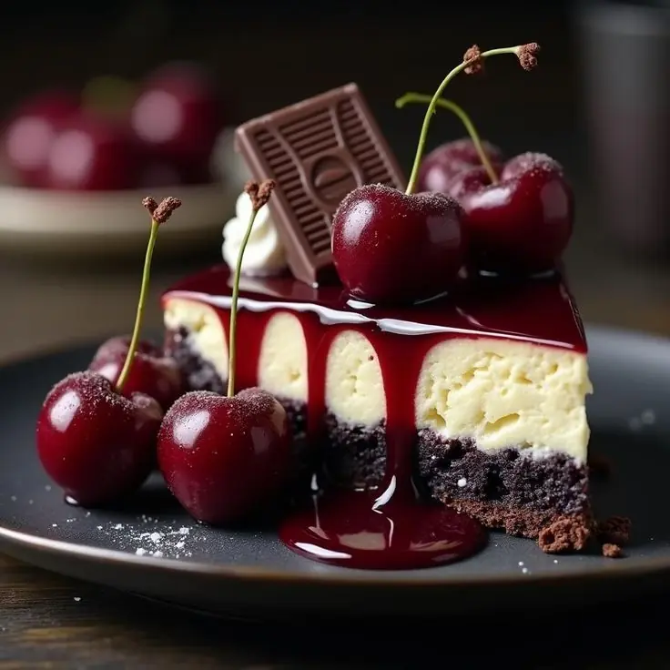 Cherry Chocolate Cheesecake (Creamy, Rich, With Glossy Cherry Topping)