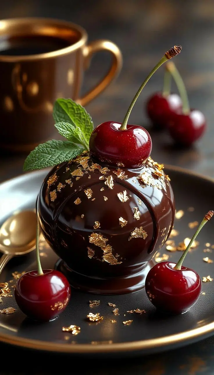 Chocolate Cherry Mousse Dome (Luxury Mirror Glaze Dessert)