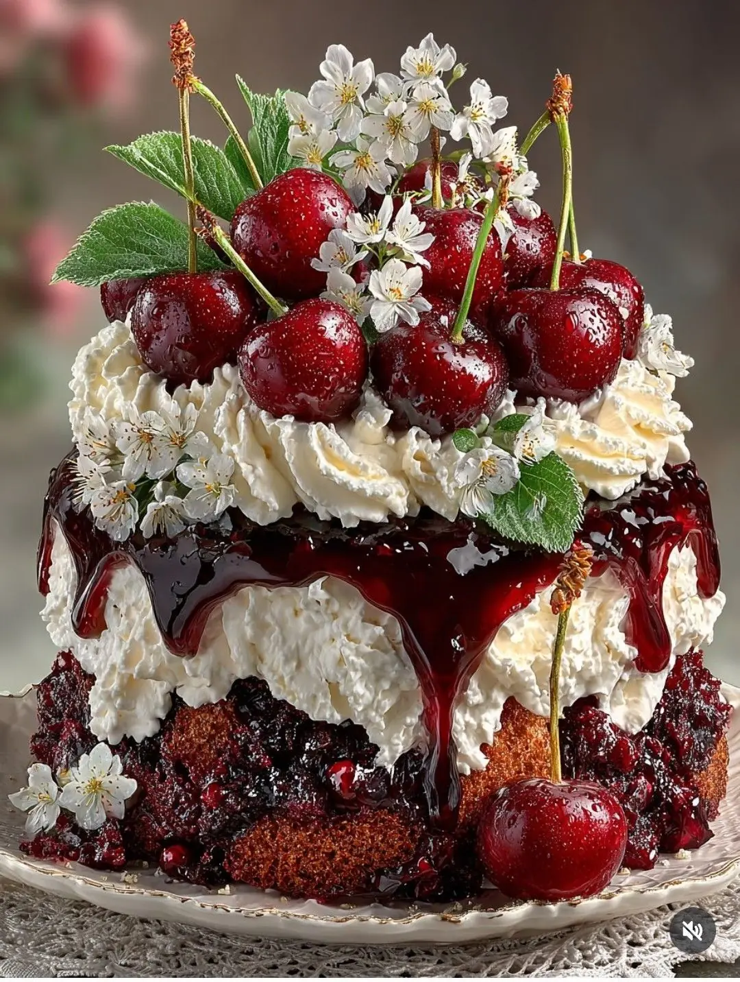 Rustic Black Forest Cherry Cake (Moist, Juicy, Bakery-Style Showpiece)