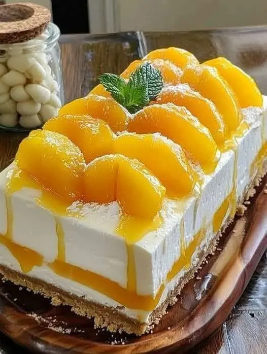 No-Bake Peach Cream Cheesecake (Light, Creamy & Refreshing)