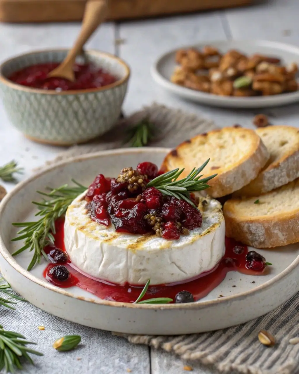 Baked Brie with Cranberry Sauce & Rosemary (Elegant, Melty Appetizer)