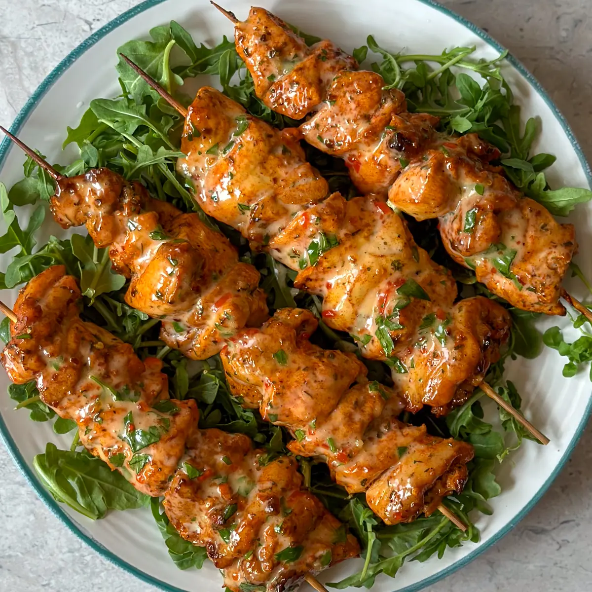 Bang Bang Chicken Skewers – Shattered-Gold Crust with a High-Gloss Ruby Mirror