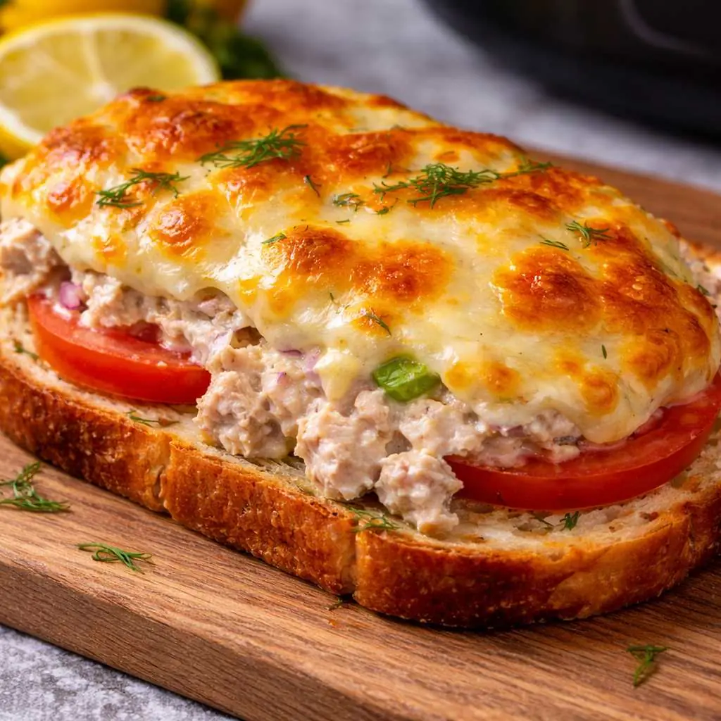 Open-Face Tuna Melts – Shattered-Gold Crust with a High-Gloss Amber Mirror