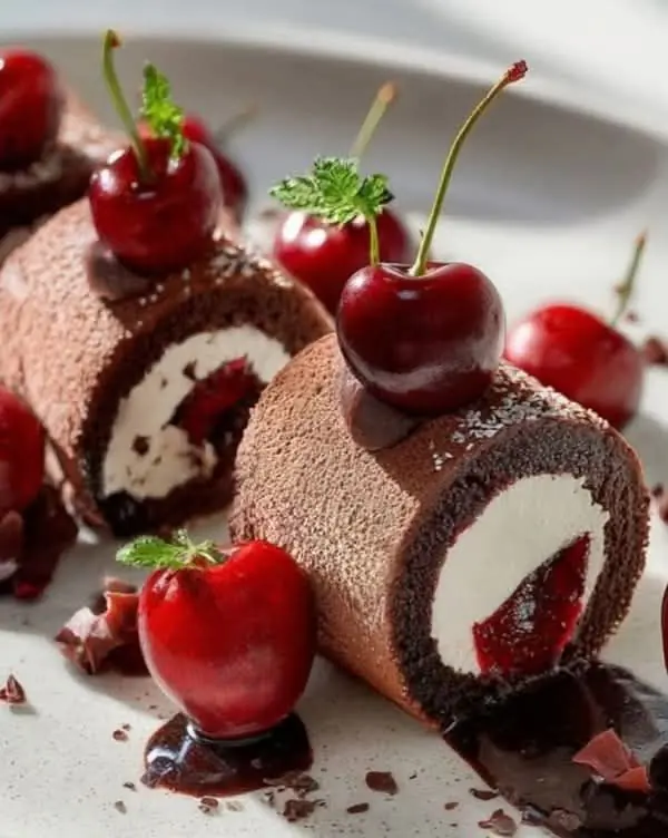🍫 Chocolate Swiss Roll with Cherry Cream Filling