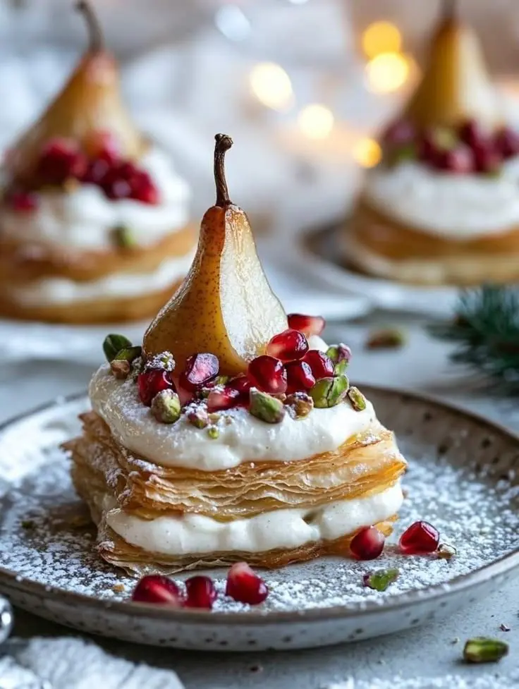 🍐 Mille-Feuille with Vanilla Cream & Poached Pear
