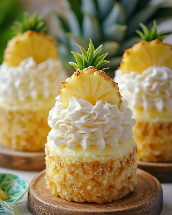 🍍🥥 Mini Pineapple Cream Cakes