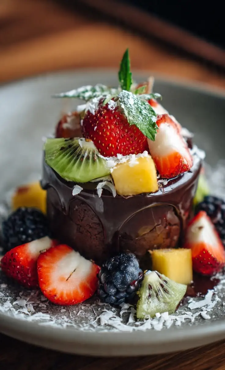 🍫🍓 Chocolate Lava Cake with Fresh Fruit
