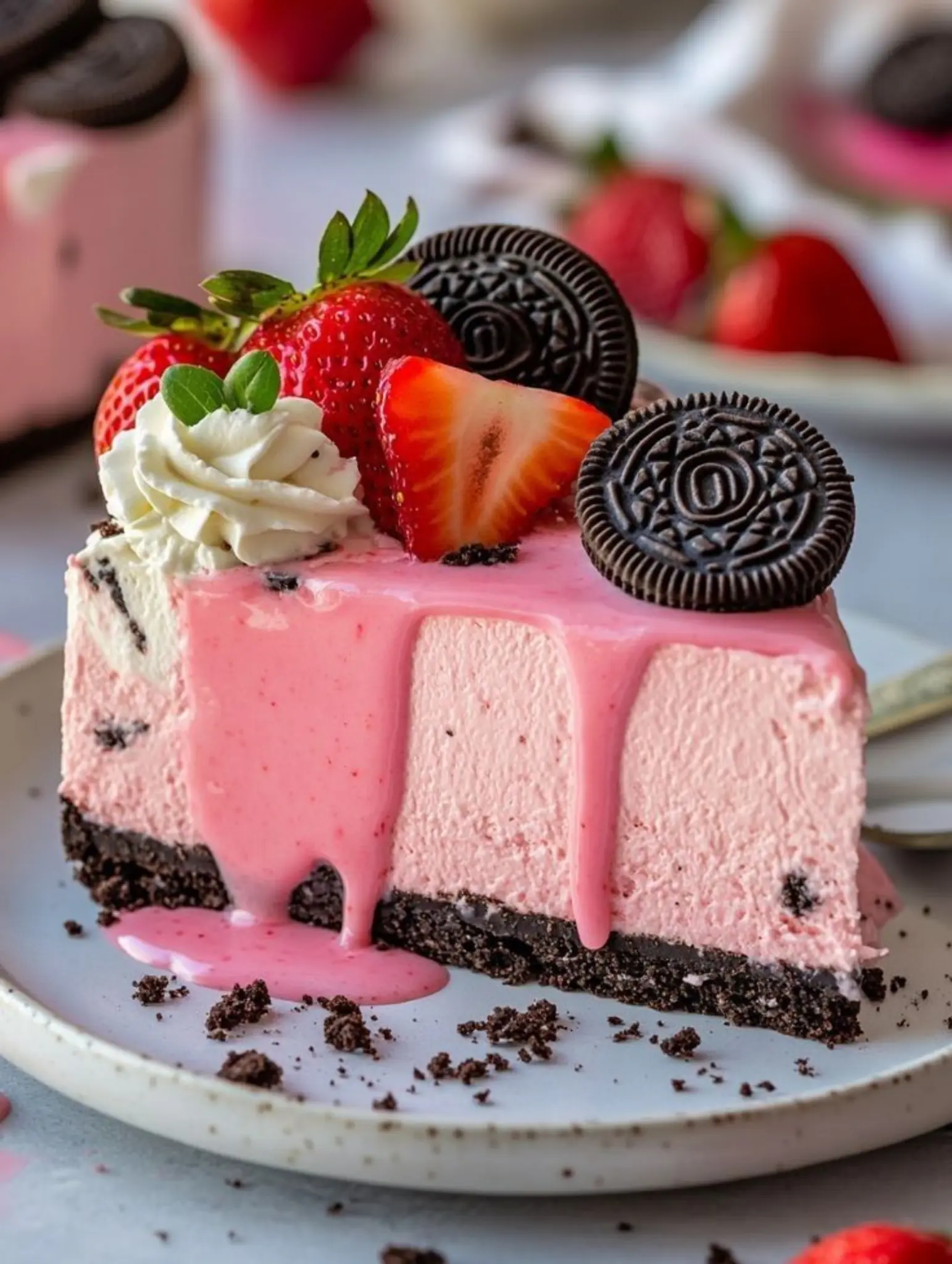 🍓 Strawberry Oreo Cheesecake