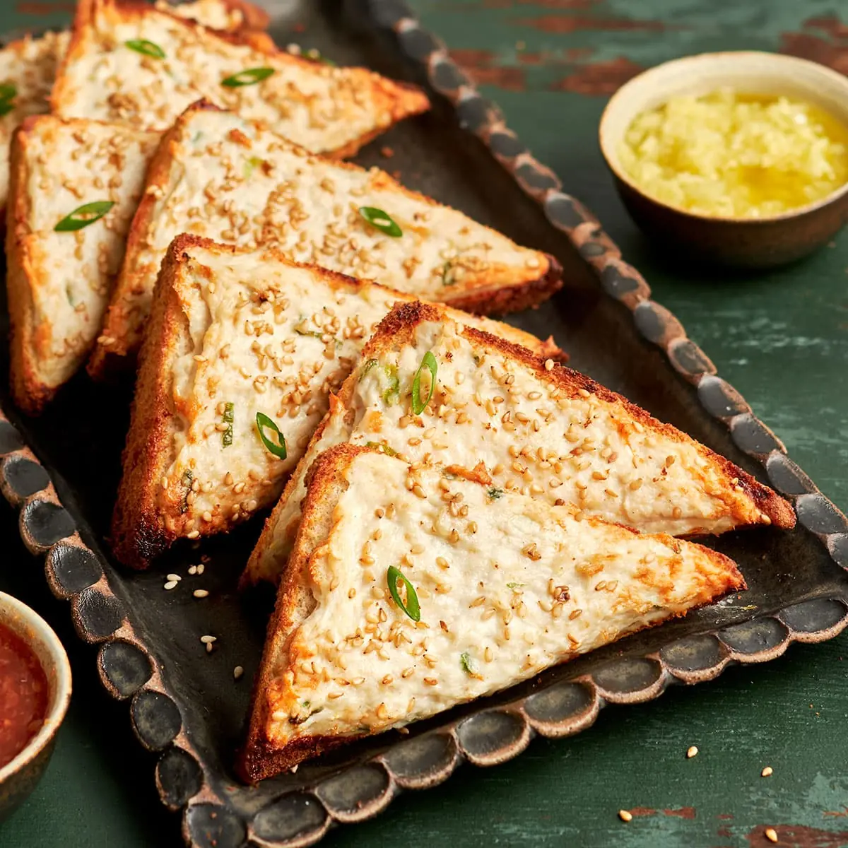 Hainan Chicken Toast – Shattered-Gold Crust with a High-Gloss Ruby Mirror
