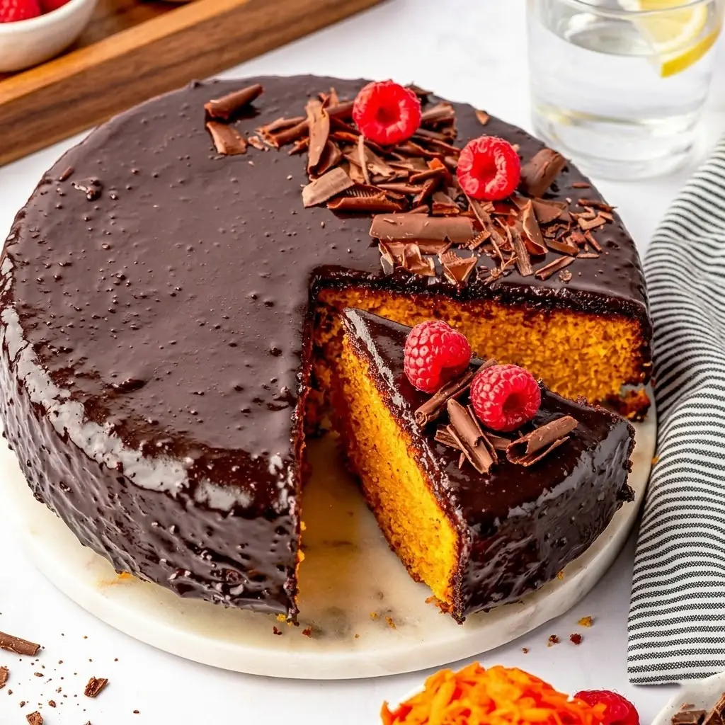 Brazilian Carrot Cake – Shattered-Gold Crust with a High-Gloss Ebony Mirror