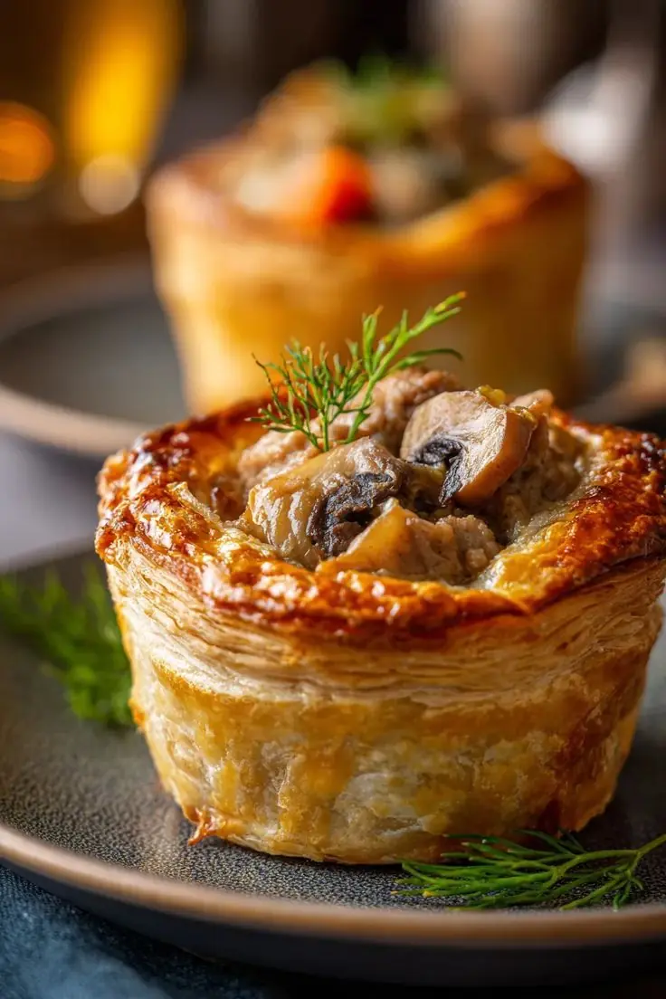 🥧🍄 Savory Mushroom Chicken Puff Pastry Cups