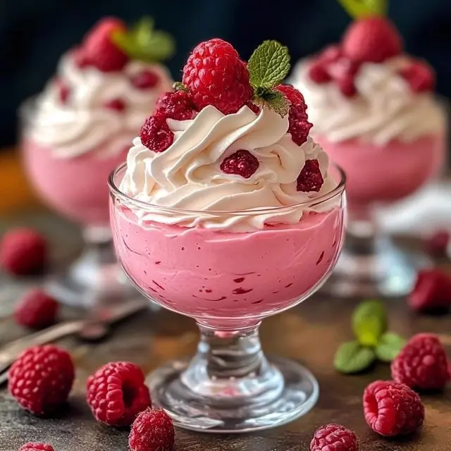 🍓✨ Creamy Raspberry Mousse (Light & Elegant Dessert)