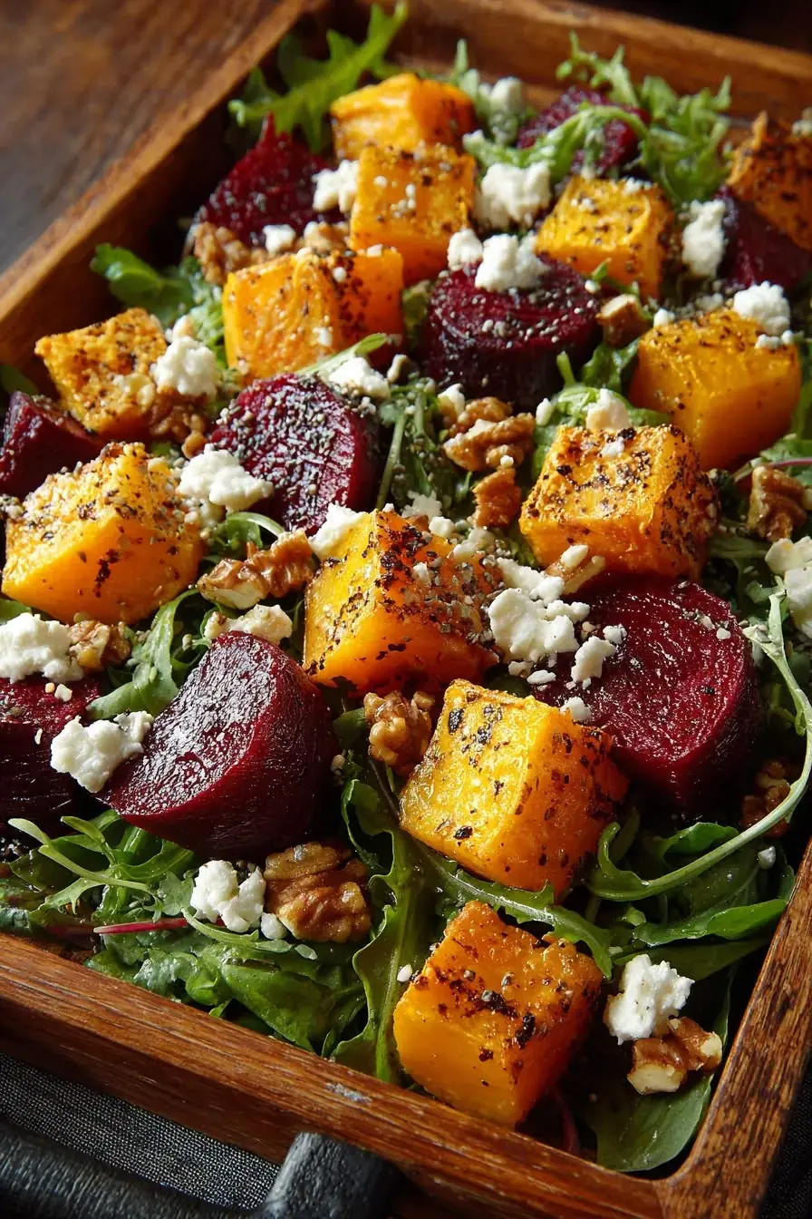 🥗✨ Roasted Beet & Butternut Squash Salad with Feta & Walnuts
