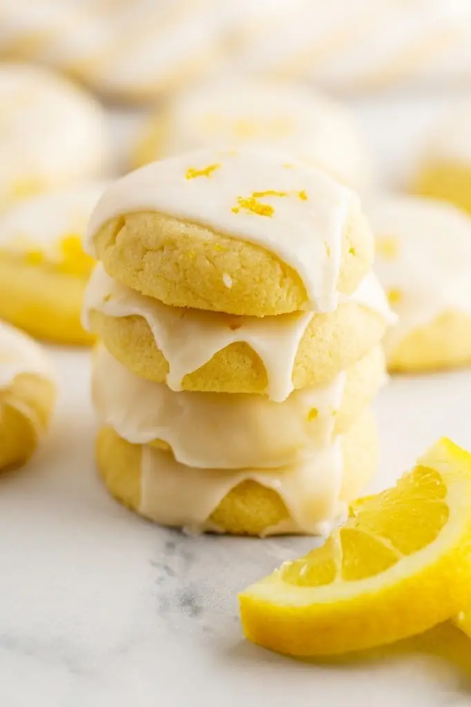 Double Lemon Glazed Cookies – Shattered-Gold Crust with a High-Gloss Pearl Mirror