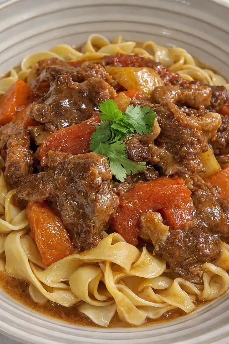 🍝🥩 Slow-Braised Beef Stew with Egg Noodles