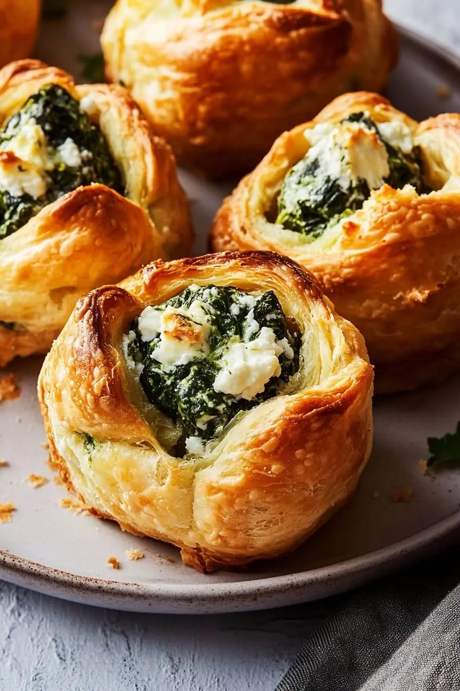 Spinach Puffs – Shattered-Gold Crust with a High-Gloss Pearl Mirror
