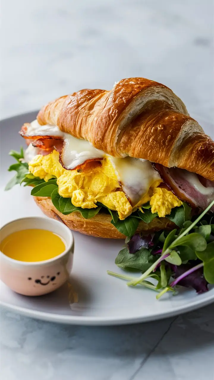 🥐 Bacon Egg Croissant Sandwich (Flaky, Savory & Perfect Breakfast)