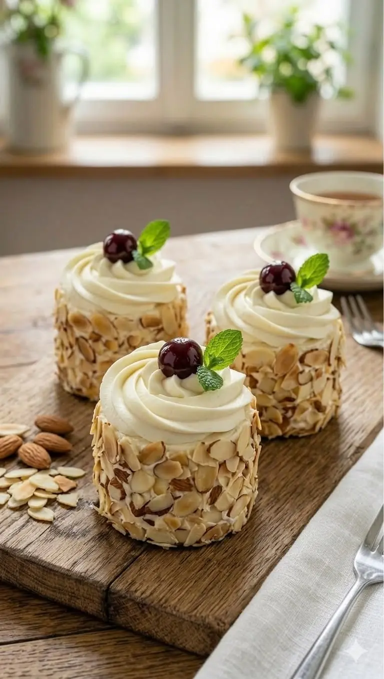 🍰 Mini Almond Cream Cakes (Elegant, Nutty & Light)