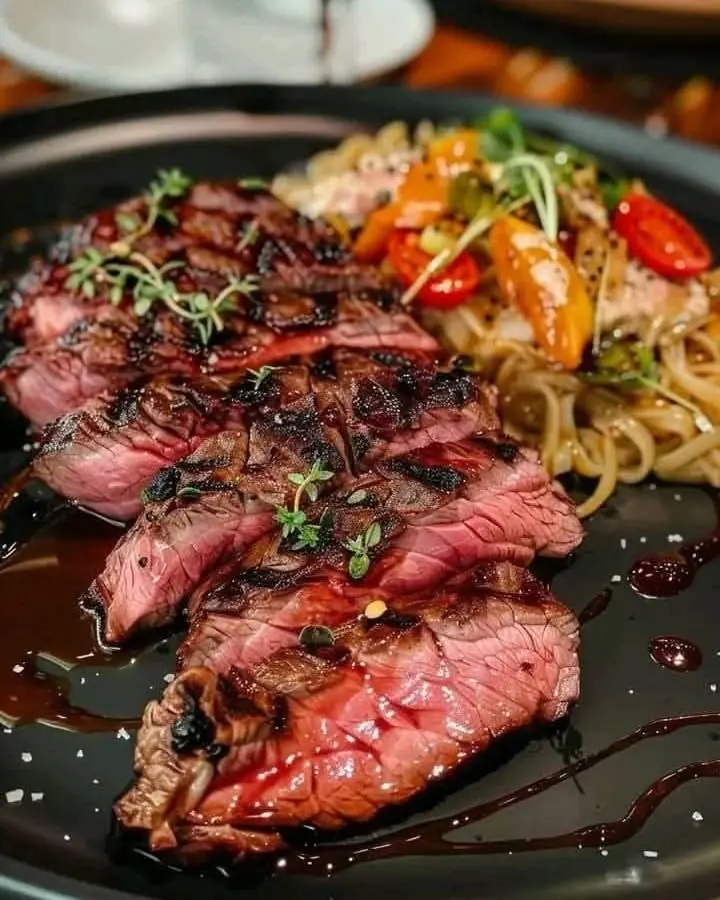 🥩 Grilled Steak with Garlic Butter Noodles (Juicy, Savory & Restaurant-Style)