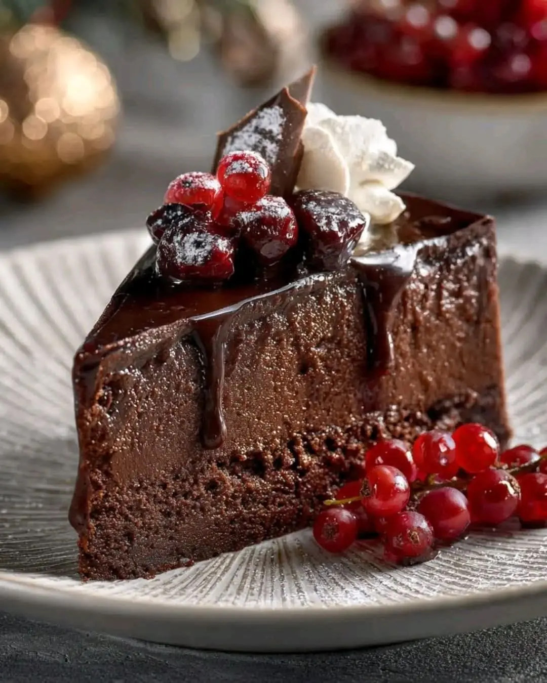 🍫✨ Rich Chocolate Fudge Cake with Berry Topping