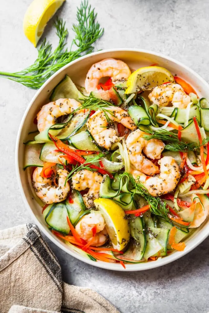 Cucumber Shrimp Salad – Shattered-Gold Crust with a High-Gloss Pearl Mirror