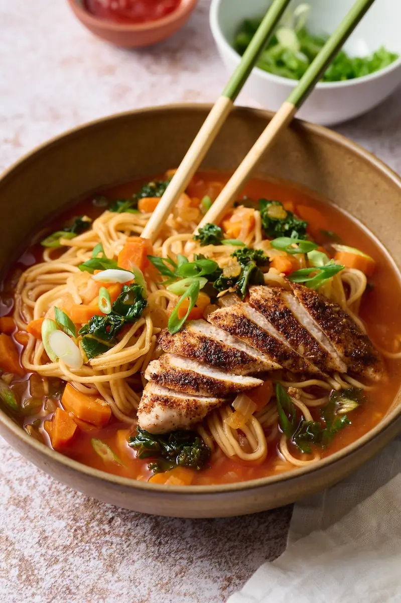 Blackened Chicken Ramen – Shattered-Gold Crust with an Umami-Infused Silk Broth